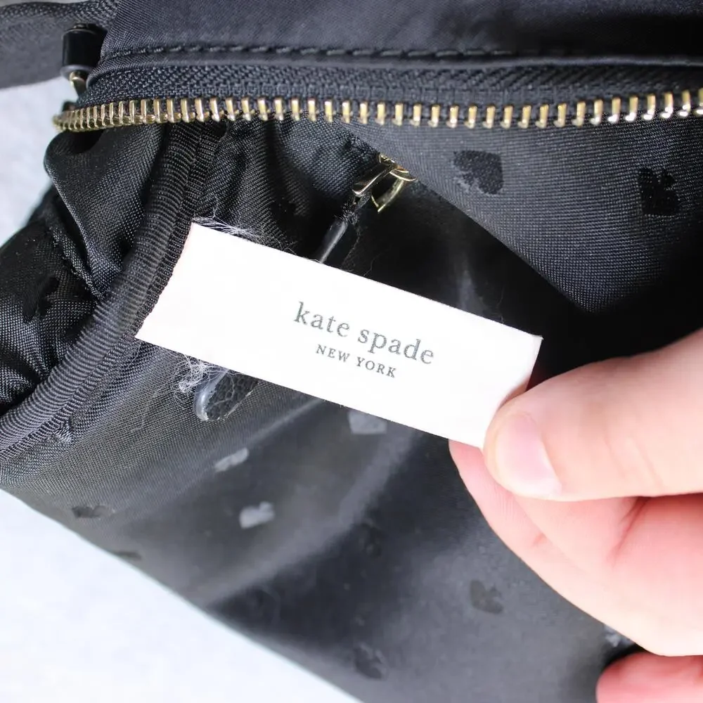 Kate Spade Backpack Women Small Black Nylon Mini Bag Gold Zip Casual Travel READ